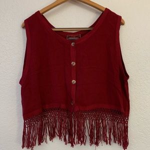 Burgundy Crop Top with Tassels